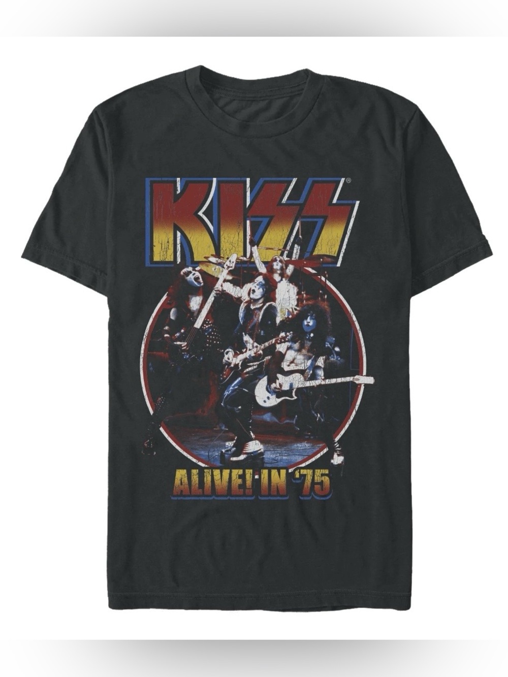 KISS "Alive! In '75" Black Band Tee 2XL